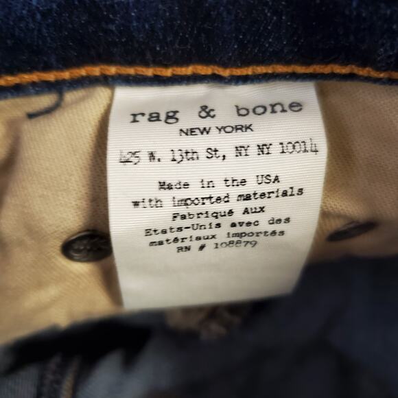 rag & bone Women's Stevie Ankle Bow Tie Skinny Jeans Size 24 Dark Wash Mid Rise - Picture 7 of 10